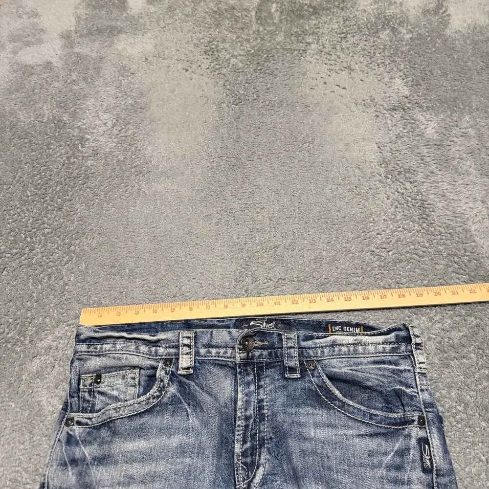 Silver Jeans Mens 34 x30 Blue Eddie Relaxed Fit Slim Straight Leg Stretch Cotton
